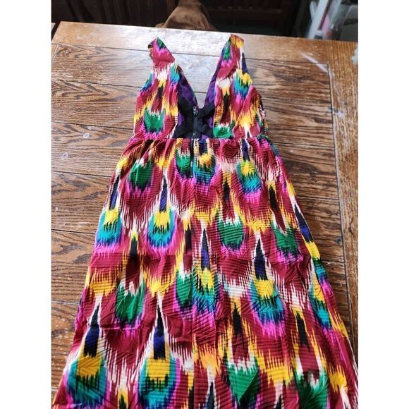 Alice + Olivia Alameda Ikat Peacock Dress V Neck Mini Dress - Picture 5 of 5